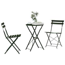 Set de Bistro Pliable 3 Pi&egrave;ces Vert Fonc&eacute; en Acier