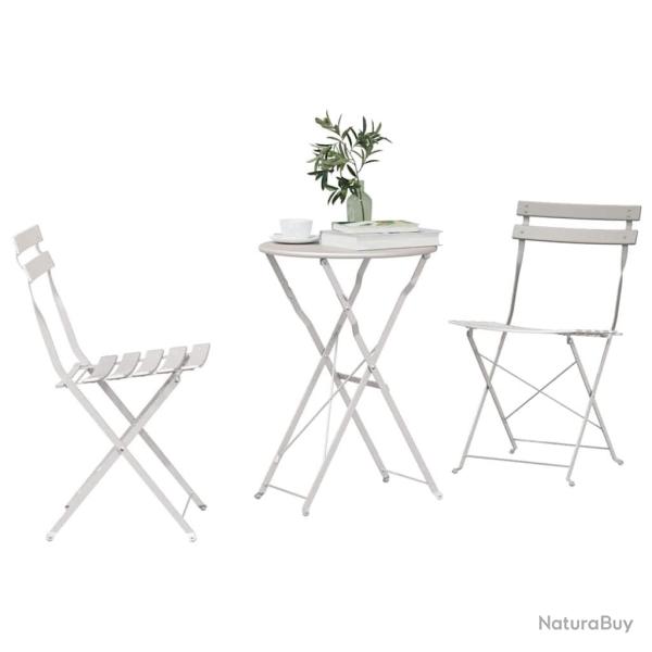 Set de bistro pliable 3 pi�ces beige en acier