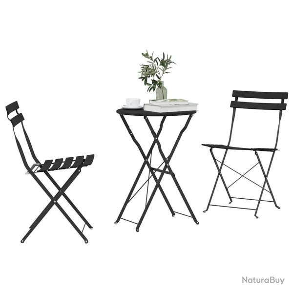 Ensemble de bistrot pliant 3 pi�ces en acier anthracite