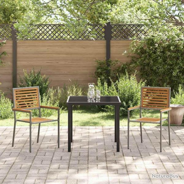 Chaises de jardin empilables - 2 pi�ces en poly rattan gris