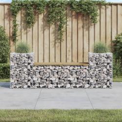 Banc de jardin design gabion 183x41x60,5cm bois de pin impr&eacute;gn&eacute;