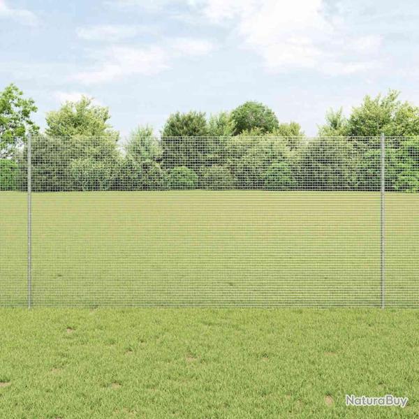 Cl�ture en fil soud� avec 22 poteaux U Argent 1.2x25 m Acier
