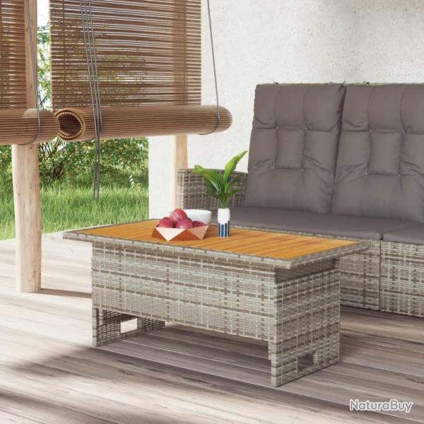Table de jardin gris 100x50x43/63 cm acacia et r�sine tress�e