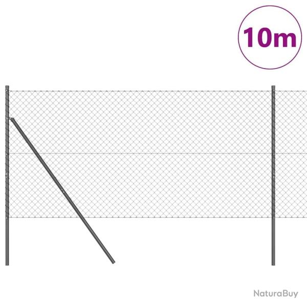 Jeu de Poteaux de Cl�ture Gris 1 x 10 m Acier galvanis�