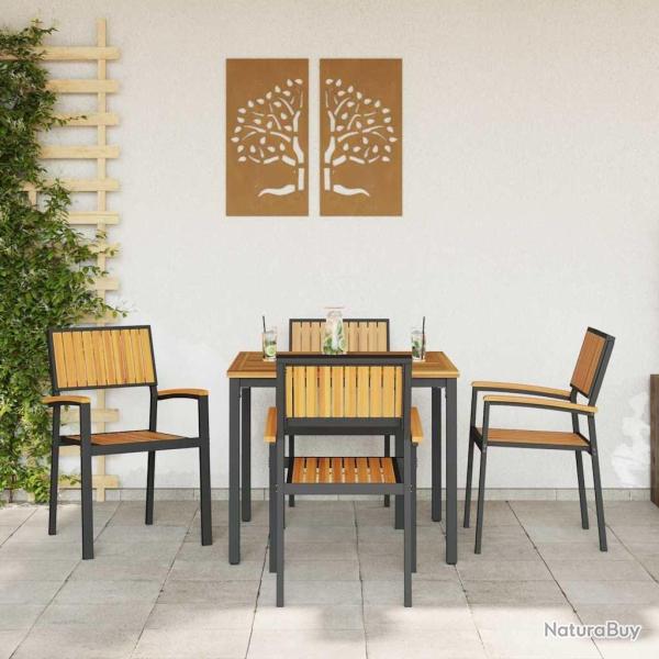 Chaises d'ext�rieur 4 pcs Empilables en Bois d'Acacia Noir et M�tal