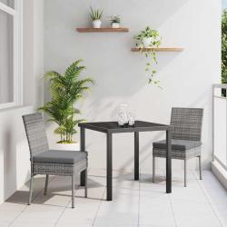 Set de jardin 3 pi&egrave;ces en rotin synth&eacute;tique gris