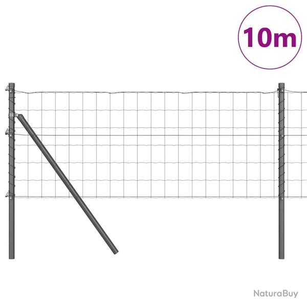 Cl�ture Euro avec 7 poteaux 0,4 x 10 m en acier galvanis� gris