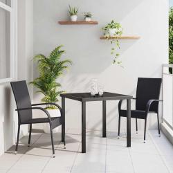 Ensemble de salle &agrave; manger pour jardin 3 pcs Noir Rotin PE