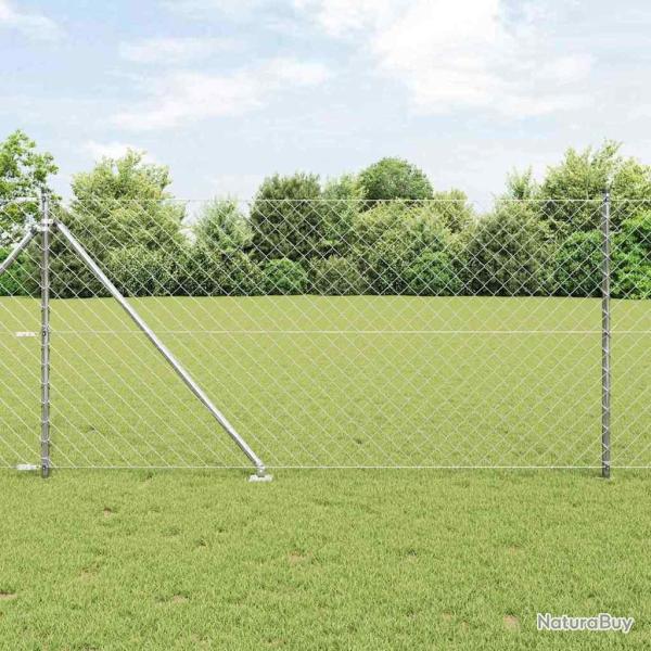 Jeu de Poteaux de Cl�ture Argent 25 x 1 m Acier galvanis�