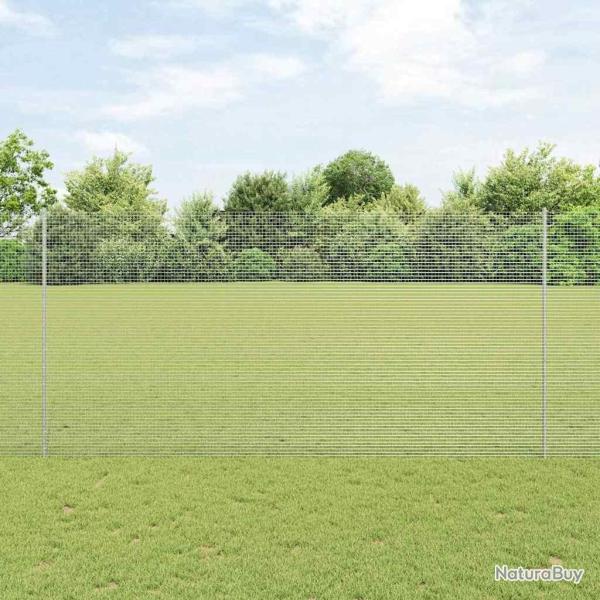 Cl�ture en fil soud� avec 44 poteaux en U Argent 1,5x50 m Acier