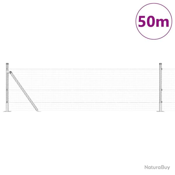 Cl�ture en fil soud� avec 13 poteaux flang�s 0,5x50 m en acier galvanis�