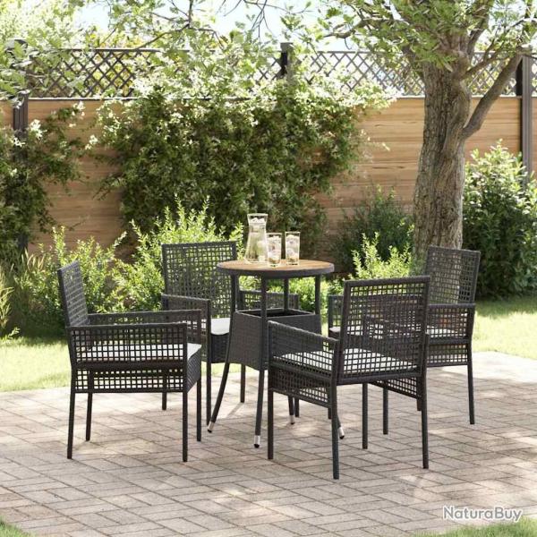 Ensemble de salle � manger de jardin 5 pi�ces en poly rattan noir