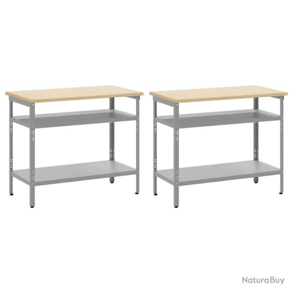 Set de table de travail gris en acier, 2 pi�ces