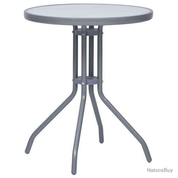 Table de jardin Gris clair 60 cm Acier et verre