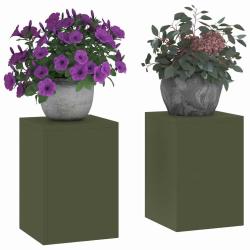 Supports de Plantes d'ext&eacute;rieur Pilier 2 pcs Olive Verte 24x24x35 cm Acier