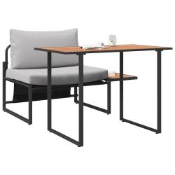 Ensemble de salle &agrave; manger de jardin de 2 pi&egrave;ces avec chaise individuelle et coussins gris clair