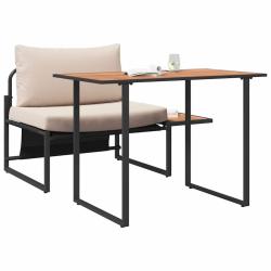 Ensemble de salle &agrave; manger de jardin 2 pi&egrave;ces avec coussins taupe