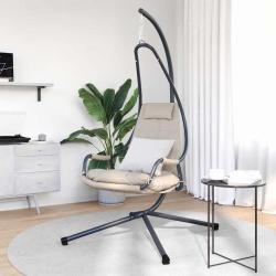 Chaise suspendue avec support et coussin taupe en acier