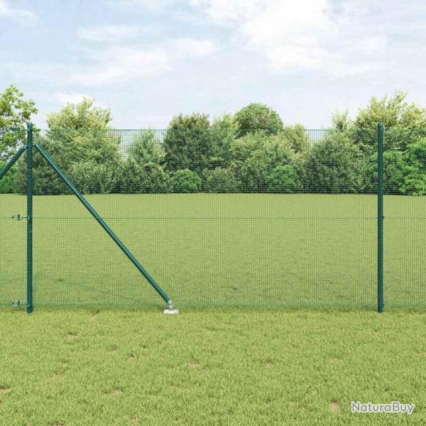 Set de poteaux de cl�ture Set de 2 Vert M�tal 25 x 1 m Durable