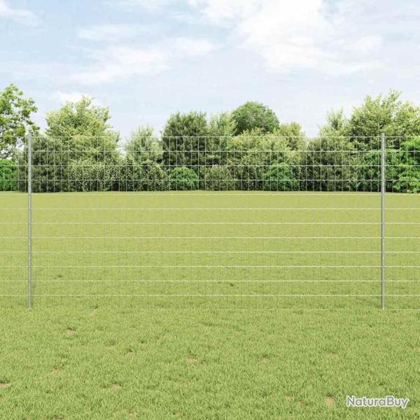 Cl�ture Euro avec 22 poteaux en U Argent 1,2x25 m Acier