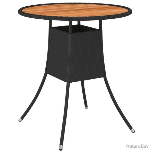 Table � d�ner de jardin Noir � 70 cm R�sine tress�e et acacia