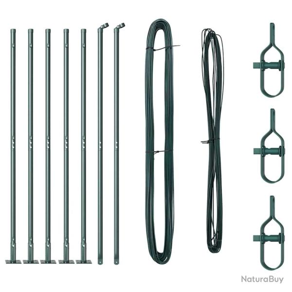 Ensemble de poteaux de cl�ture avec plaques de base 7 pcs Vert