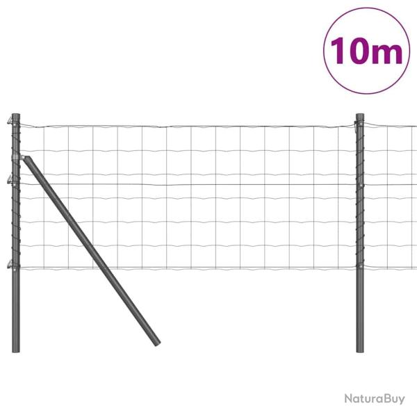 Cl�ture Euro avec 7 poteaux de 0,6 x 10 m en acier galvanis� gris