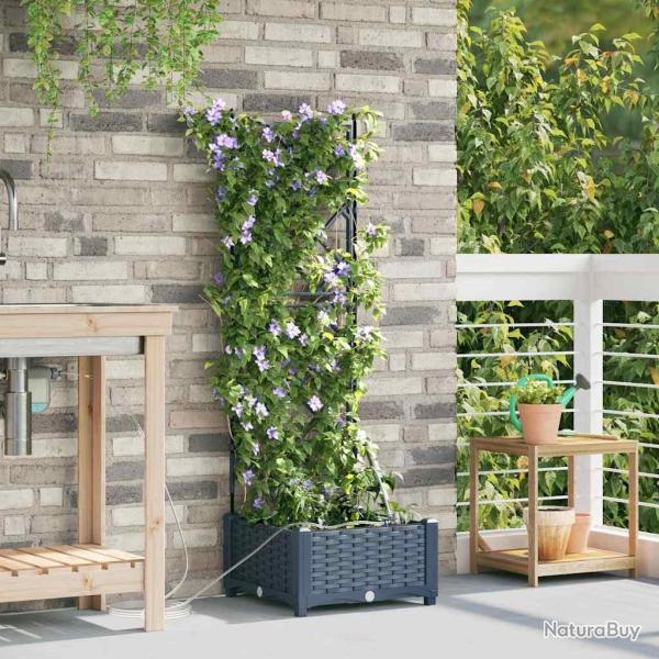 Cache-pot de jardin Treillis Gris 40 x 40 x 126cm Plastique
