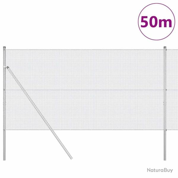 Cl�ture en fil soud� avec 13 poteaux 1x50 m acier galvanis�