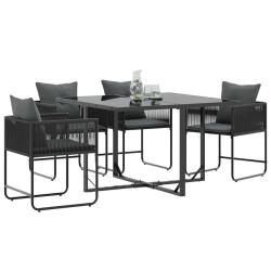 Chaise avec coussin 4 pcs Noir et anthracite Rotin PE