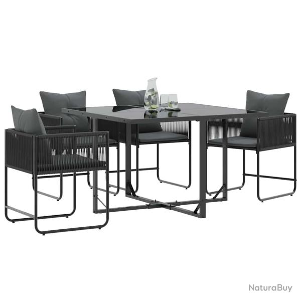 Chaises de Jardin avec Coussins 4 pcs Noir Rattan Poly