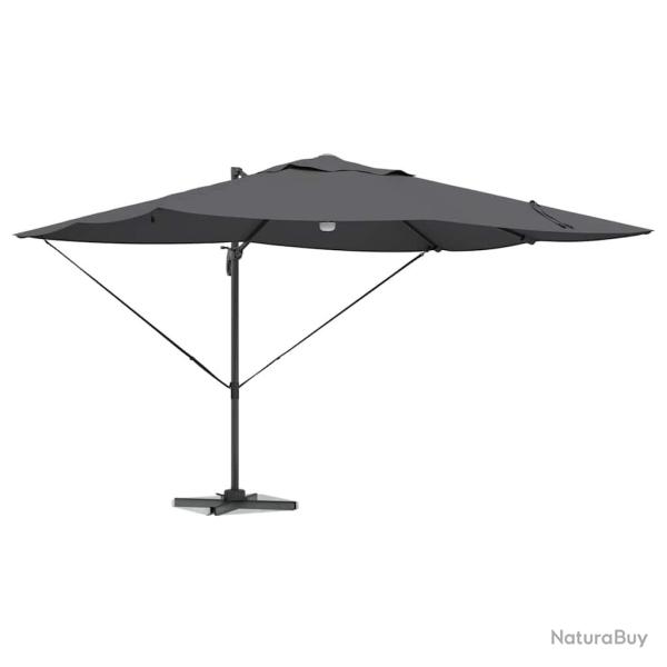 Parasol cantilever Roma avec LEDs en anthracite, 352x251x265 cm en aluminium.