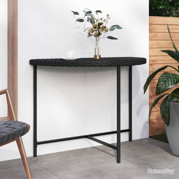 Table de jardin Noir 100x50x75 cm Rsine tresse