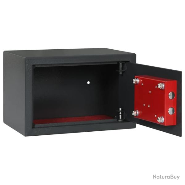 Coffre-fort avec serrure � cl� gris fonc� 20x31x20 cm en acier