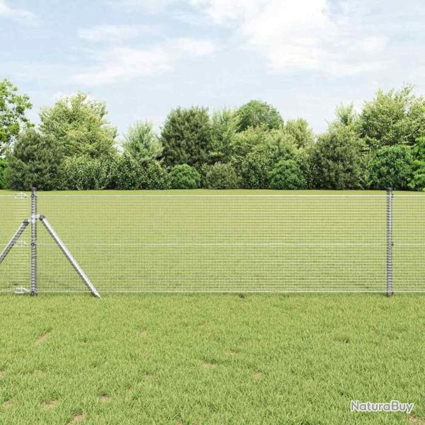 Ensemble de poteaux de cl�ture 2 pi�ces Acier galvanis� 10 x 0,5 m