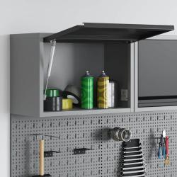 Armoire &agrave; outils avec stockage Noir et gris 50 x 25 x 35 cm
