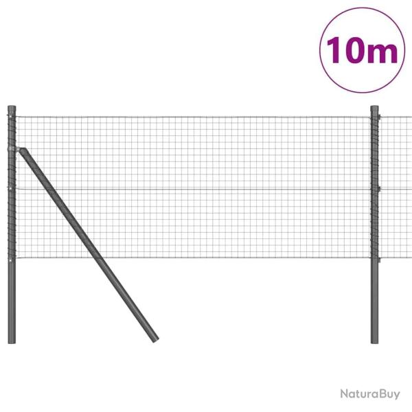 Kit de poteaux de cl�ture Ensemble de 2 Gris M�tal, fil en PVC