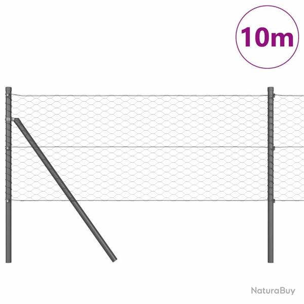Cl�ture Hexagonale Gris 0,6x10 m Acier