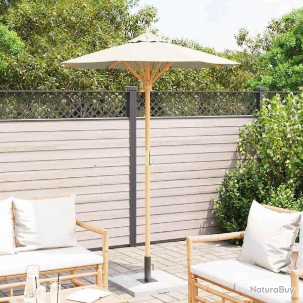Parasol de jardin crme blanc 150 x 210 cm bambou