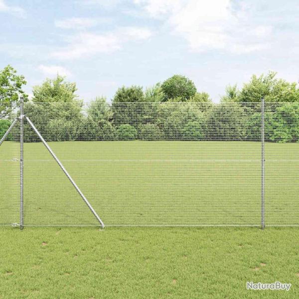 Cl�ture en fil soud� avec 13 poteaux pointus 1.5x25 m en acier galvanis�