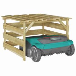 Garage pour tondeuse robot en pin trait&eacute;