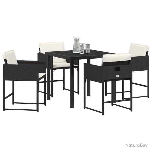 Ensemble de jardin 5 pi�ces avec coussins en poly rotin noir