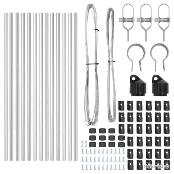 Ensemble de piquets de cl�ture 13 pcs Argent �32mm 120 cm