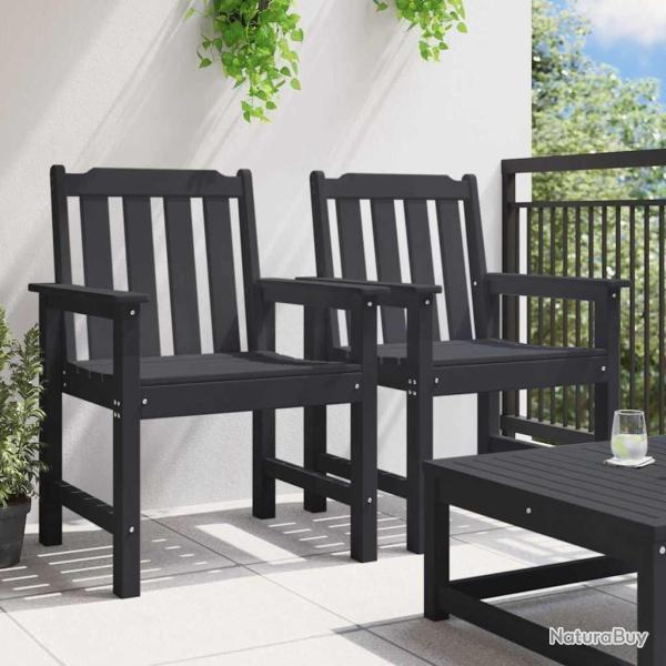 Chaises de jardin 2 pcs Noir HDPE
