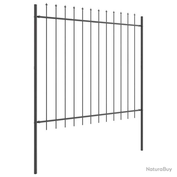 Cl�ture de jardin avec une pointe en fer forg� grise, 1,7x1,5 m en acier