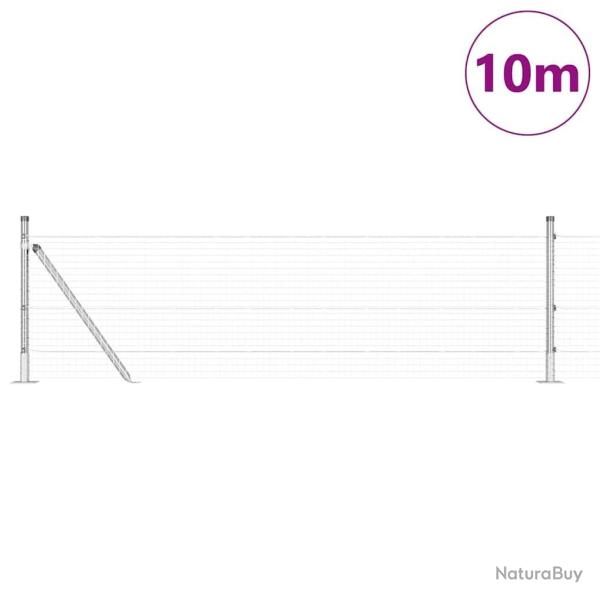 Set de poteaux de cl�ture Ensemble de 2 Acier galvanis� 10 x 0,5 m