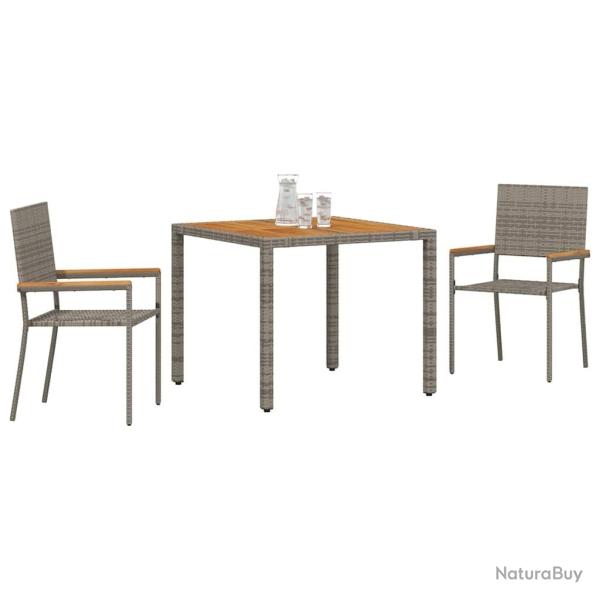 Ensemble de Salle � Manger de Jardin 3 Pi�ces en Rattan Poly Gris