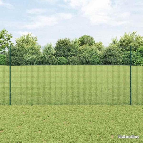 Cl�ture en Fil Soud� avec 22 Piquets U Verte 1,2x50 m Acier