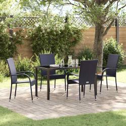 Ensemble de salle &agrave; manger pour jardin 5 pcs Noir Rotin PE