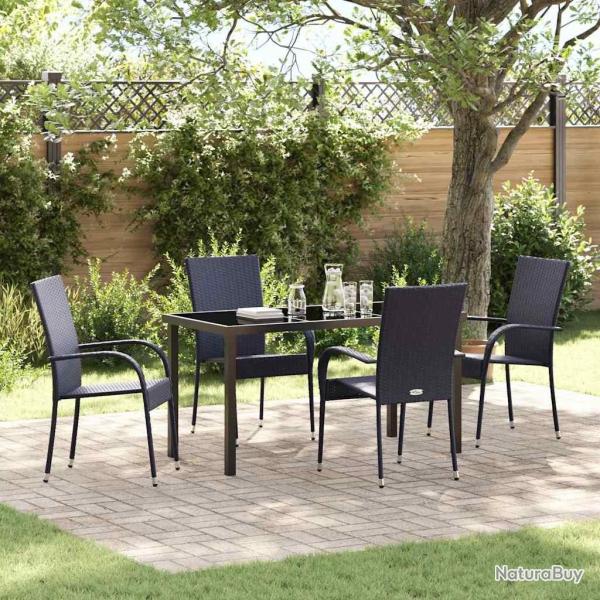 Ensemble de salle � manger pour jardin 5 pcs Noir Rotin PE